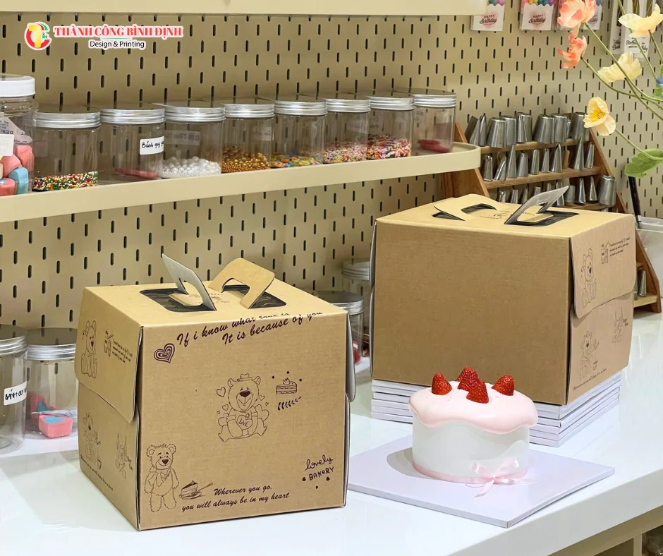 Hộp giấy Kraft đựng b&aacute;nh kem